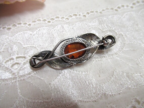 Antike Silberbrosche  Bernstein Bernsteinbrosche … - image 5