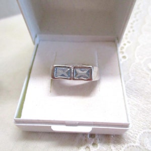 Modern designed silver ring with light blue zirconia size 55 17.5 mm blue stone ladies ring silver image 3