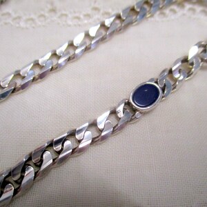 No 30 Solid Curb Chain with Lapis Lazuli Silver Chain 925 44.5 cm 5.5 mm Silver Necklace Women's Vintage Link Chain 80s Gift Italy image 4