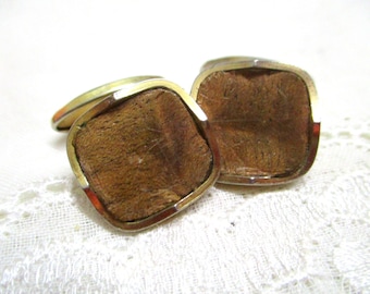 Sturdy vintage cufflinks with cork, interesting design