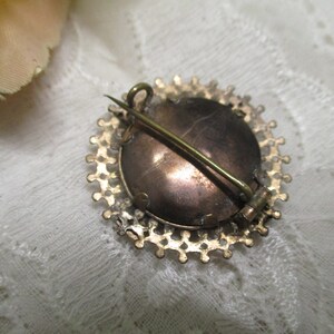 Antique Art Nouveau photo photo brooch pearls sepia round mourning brooch image 3