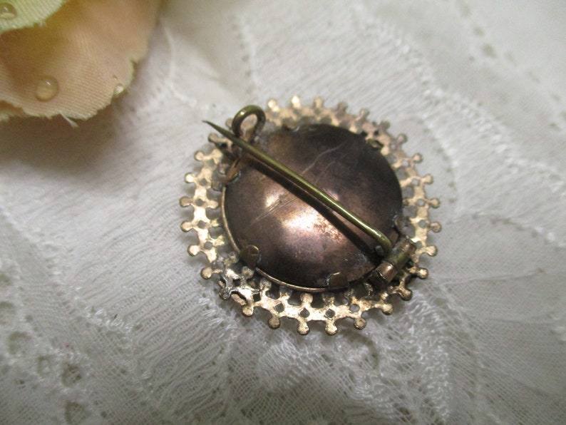 Antique Art Nouveau photo photo brooch pearls sepia round mourning brooch image 3