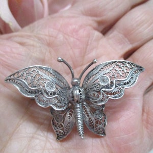 Antiker großer Jugendstil Schmetterling Filigran Brosche 800 Silberbrosche 925 4,5 x 2,8 cm Bild 4