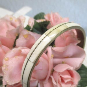 Mother of Pearl Bangle Vintage Brass Bangle with Mother of Pearl Hippie Boho