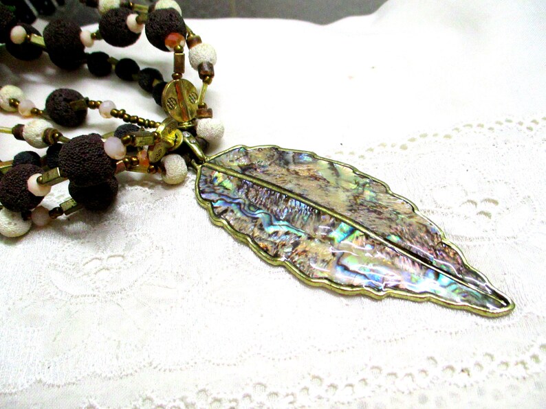 Vintage Statement Necklace Boho faux abalone a real eye-catcher 42 45 cm image 4