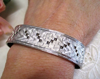 Wonderful silver bracelet carpet bracelet Milanese 19 cm 1.6 cm with engravings snake bracelet 60/70s mid century