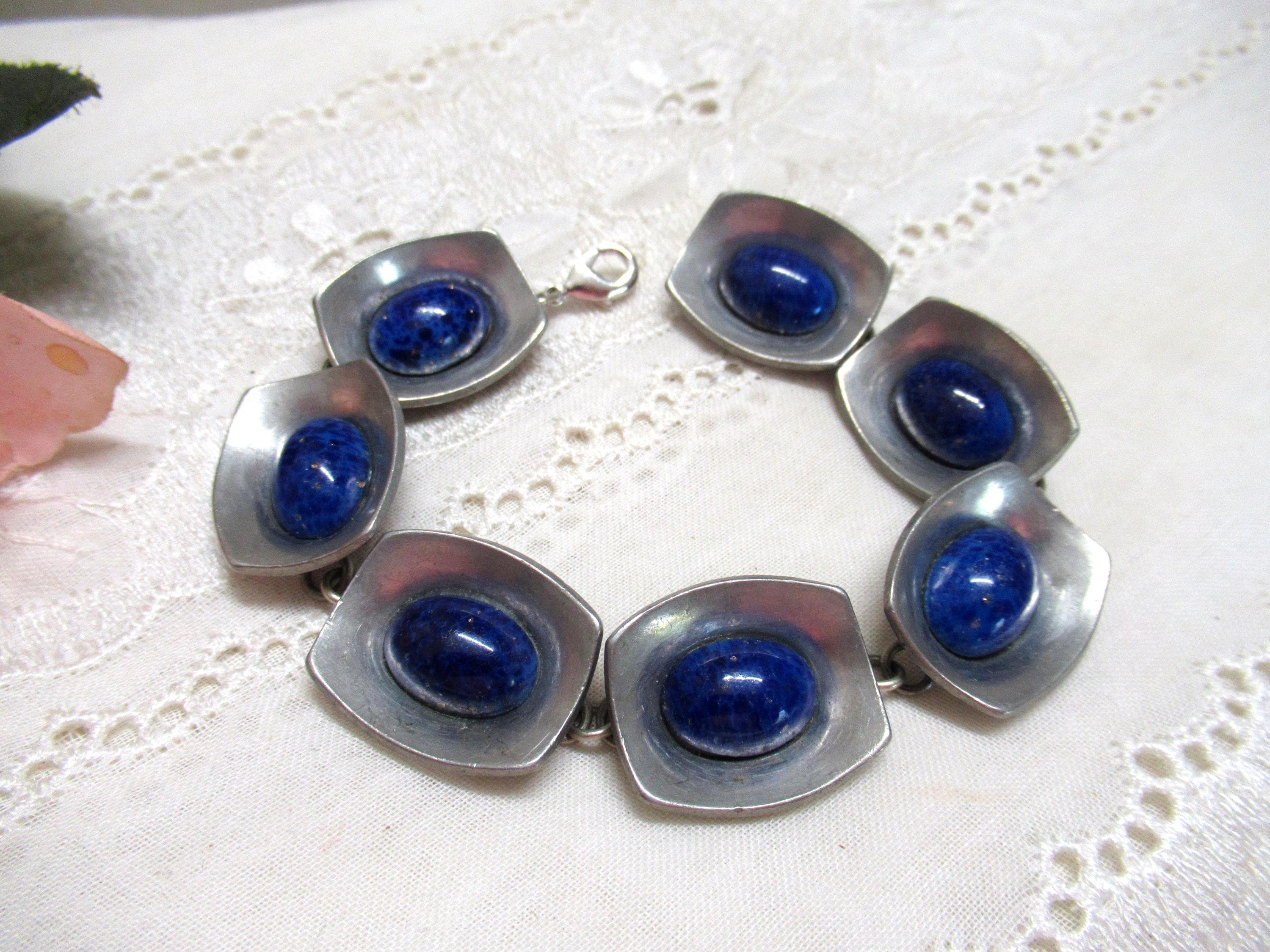 No. 54 Jorgen Jensen (denmark) Pewter Bracelet With Dark Blue