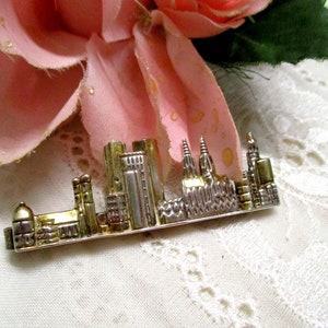 Great tie clip tie pin tie clip silver 925 gold plated Skyline Munich Cologne Frankfurt Berlin Vintage image 2