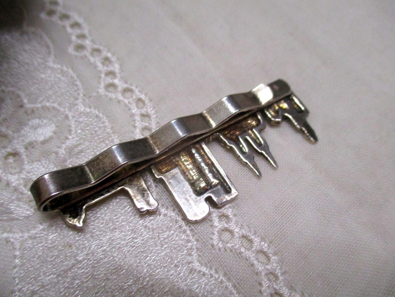 Great tie clip tie pin tie clip silver 925 gold plated Skyline Munich Cologne Frankfurt Berlin Vintage image 5