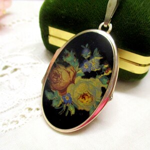 No 27 Antique vintage medallion Kordes & Lichtenfels pendant roses photo 925 silver with necklace alpaca image 4