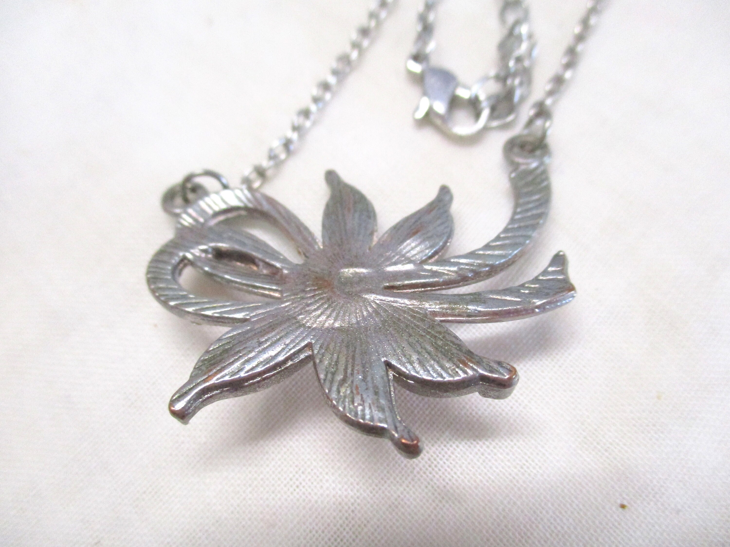 Collier Vintage En Argent Massif Avec Perle Et Strass - Magnifique, En Très Bon état (TBE)