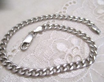 No 40 Silver curb bracelet 20.0 cm 0.4 cm silver bracelet curb chain link bracelet 80s