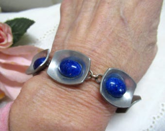 No. 54 Jorgen Jensen (denmark) Pewter Bracelet With Dark Blue