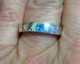 MEXX Modern silver ring with blue cubic zirconia, size 55 (17.5 mm), blue stone, women's ring, silver, gift