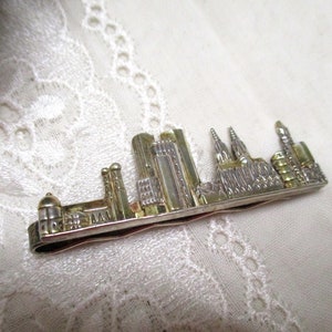 Great tie clip tie pin tie clip silver 925 gold plated Skyline Munich Cologne Frankfurt Berlin Vintage image 4