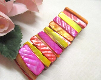 Pretty bracelet pink orange yellow stretch mother-of-pearl multicolored neon 90s