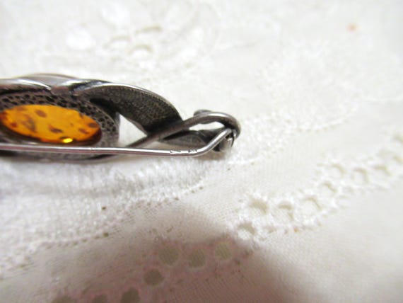 Antike Silberbrosche  Bernstein Bernsteinbrosche … - image 6