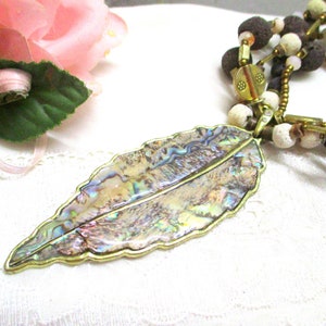 Vintage Statement Necklace Boho faux abalone a real eye-catcher 42 45 cm image 2