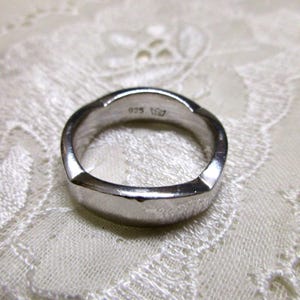Solid modern silver ring square band ring 925 silver size 59 18.75 mm vintage gift silver ring modern opulent ladies ring
