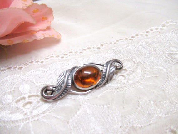 Antike Silberbrosche  Bernstein Bernsteinbrosche … - image 2