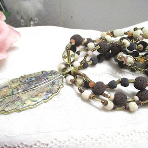 Vintage Statement Necklace Boho faux abalone a real eye-catcher 42 45 cm image 1