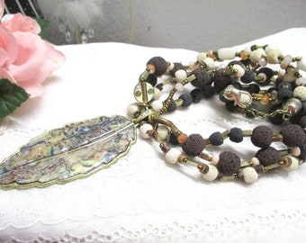 Vintage Statement Necklace Boho faux abalone a real eye-catcher 42 - 45 cm