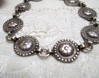 No 37 Antique solid rose bracelet Art deco silver bracelet