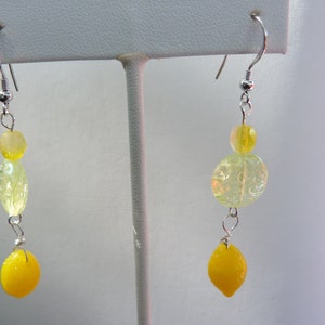 Lemon drop earrings, Sunny yellow dangle earrings, sterling silver, summer earrings