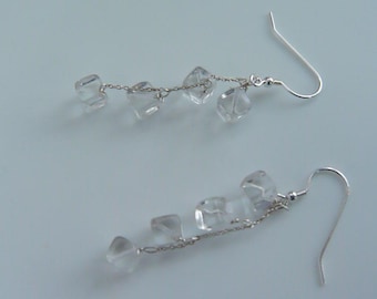 ICE CUBE EARRINGS  glass 'ice cubes' Sterling Silver Earrings, A cool gift