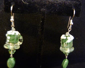 Green beer earring,St  Patrick's day earrings,Sterling Silver