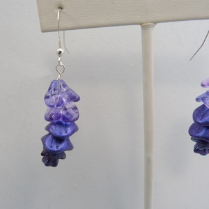 Wisteria earrings, purple flowers earrings, Botanical jewelry,violet blossom earrings Sterling Silver
