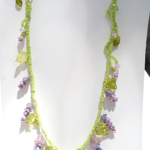 wisteria vine necklace,  adjustable 22 to 26 inches Sterling Silver clasp  lovely spring flowers necklace