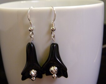 Onyx and silver earrings