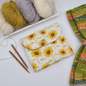 Sunflowers Interchangeable knitting needles pouch Circular needle case Knitting notions storage Gift for knitter