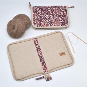 Organizador fijo de agujas circulares Estuche para agujas circulares con cremallera Regalo para tejedores Almacenamiento de agujas Marsala imagen 7