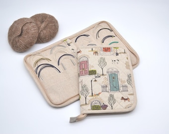 Fixed circular needle organizer Zippered circular needles case  Knitters gift Needles storage Stricknadeletui Dog lover Pet friendly