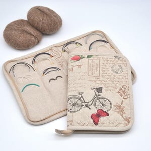 Zippered fixed circular needles case Circular needle organizer Knitters gift Needles storage
