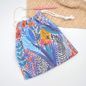 Petit sac à projets Sac à chaussettes Sac en coton avec cordon de serrage pour tricoter ou crocheter Sac à tricoter Rangement du fil Sac de voyage en fil