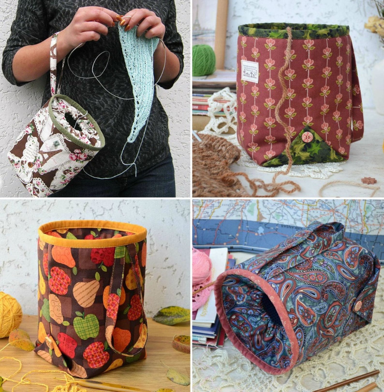 PDF Sewing Pattern Knitting Project Bag Sewing Tutorial Etsy