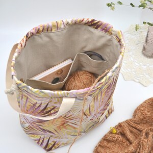 Large drawstring project bag for knitting or crochet Yarn organizer Knitters gift Sweater bag Knitting storage Strick Projekt Tasche image 4