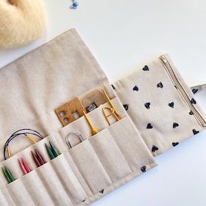 ブラックハート 交換可能な編み針オーガナイザー Nadeletui 編み物用品収納 輪針ケース Stricknadel Tasche Etui