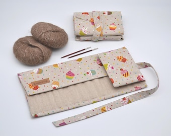 Сupcake Knitting needle organizer Circular needle case Interchangeable needle storage Knitting notions Knitter gift Party Stricknadel Etui