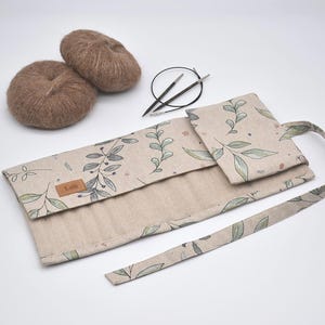 Leaves Interchangeable Knitting needle organizer Circular needle case Knitting notions storage Gift for knitter Natural Eco style