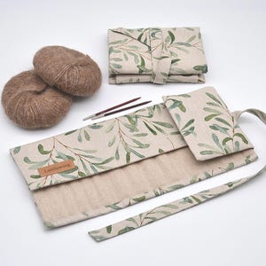 Grüner Stricknadel-Organizer Austauschbare Nadelaufbewahrung Strickutensilien Geschenk für Strickerinnen Natürlicher Öko-Stil