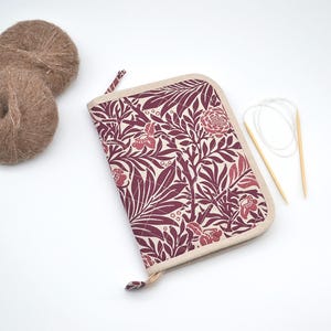 Organizador fijo de agujas circulares Estuche para agujas circulares con cremallera Regalo para tejedores Almacenamiento de agujas Marsala imagen 6