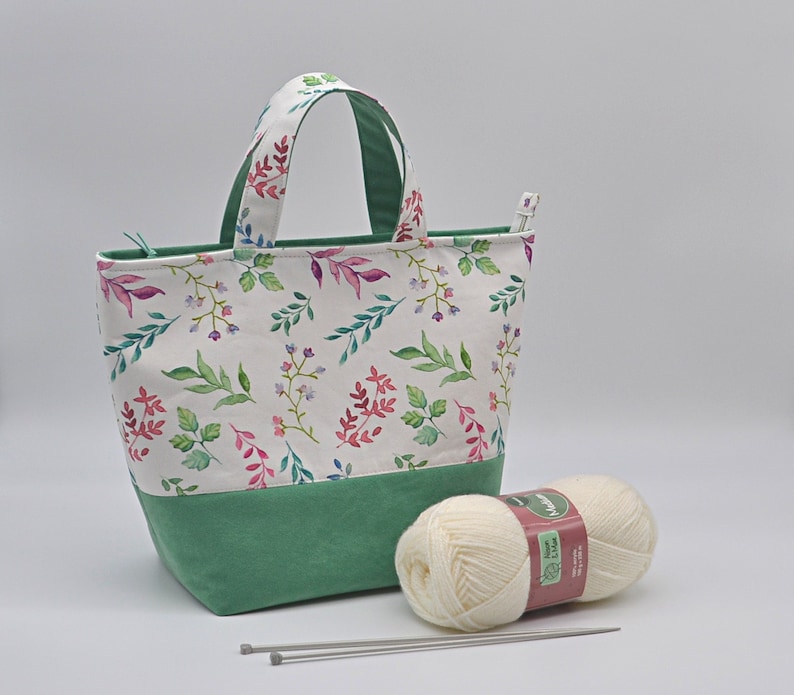 Large zipper project bag with handles Knitting tote bag Sweater size bag Knitters crocheters and makers gift