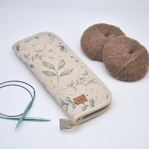 Estuche fijo con cremallera para agujas circulares Organizador de agujas circulares Regalo para tejedores Almacenamiento de agujas