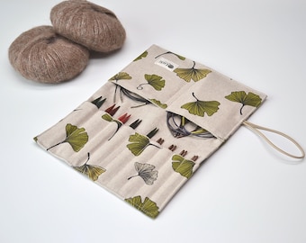 Ginkgo Blätter Stricknadeletui Aufbewahrung für Rundstricknadeln Nadeltäschchen Stricknadeln Nadelspender Filztasche für Stricker