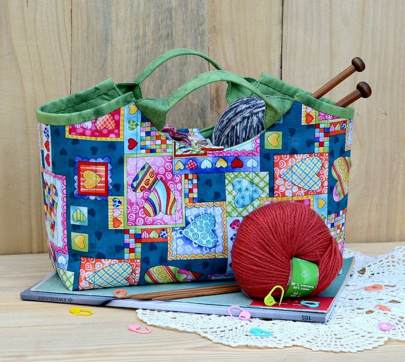 Knitting Bag Storage Bag for Knitting Wool Knitting Needles Crafts Jeans Polka