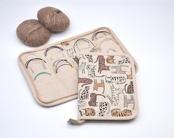 Kat rondbreinaaldenopberger Vaste rondbreinaalden met ritssluiting opberger Cadeau voor breinaalden Nadeletui Stricknadel Tasje Etui
